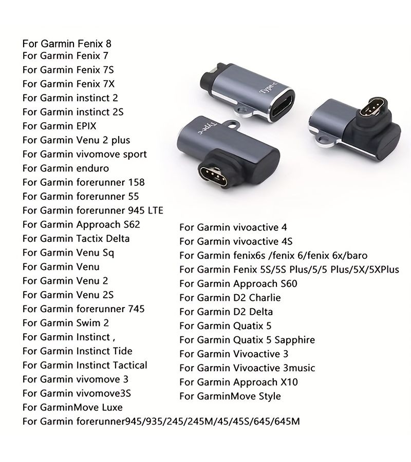 5 7PCS 2In1 USB C Charging Adapter For Garmin Fenix Instinct Venu Forerunner Dust Plug Brush - Image 4