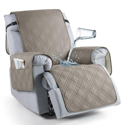 TAOCOCO TAOCOCO 100 Waterproof Recliner Chair Cover Non Slip Recliner Covers for Recliner Chair with Pocket Washable Reclining Chair Cover Furniture Protector for Kids PetsRecliner Chair Light Brown