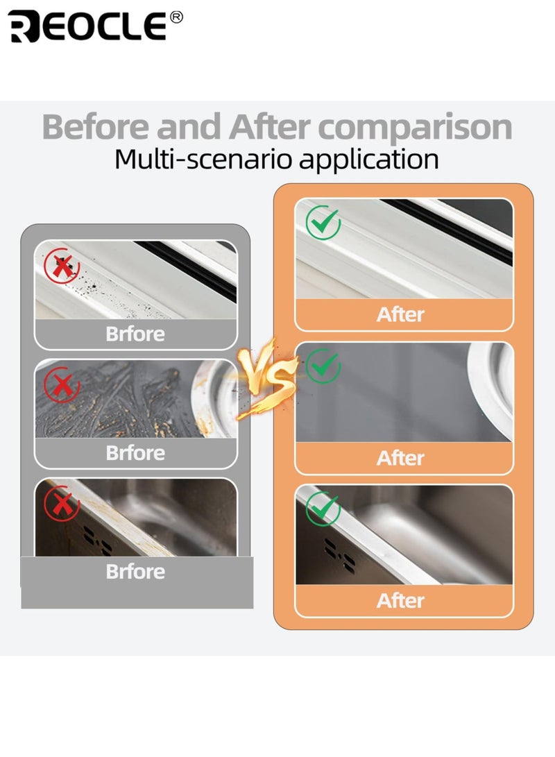 ريوكل فرشتان 2 في 1 لمسار النوافذ بتصميم قابل للفصل وتنظيف الأسطح المتعددة، وفرشاة تنظيف عتبات النوافذ بتصميم بلاستيكي لتنظيف زجاج الأبواب والنوافذ المنزلية. - Image 4