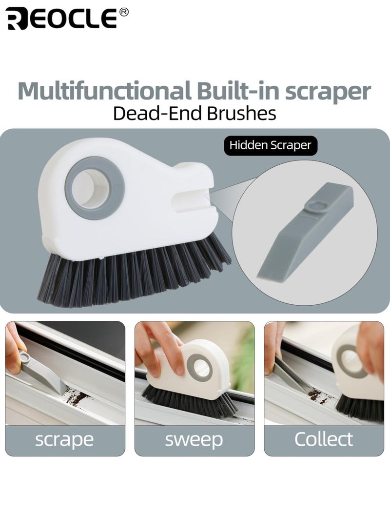 ريوكل فرشتان 2 في 1 لمسار النوافذ بتصميم قابل للفصل وتنظيف الأسطح المتعددة، وفرشاة تنظيف عتبات النوافذ بتصميم بلاستيكي لتنظيف زجاج الأبواب والنوافذ المنزلية. - Image 2