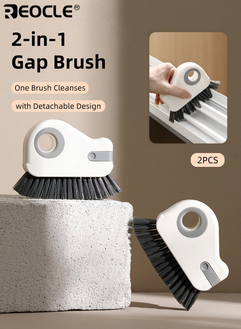 ريوكل فرشتان 2 في 1 لمسار النوافذ بتصميم قابل للفصل وتنظيف الأسطح المتعددة، وفرشاة تنظيف عتبات النوافذ بتصميم بلاستيكي لتنظيف زجاج الأبواب والنوافذ المنزلية. - Image 1
