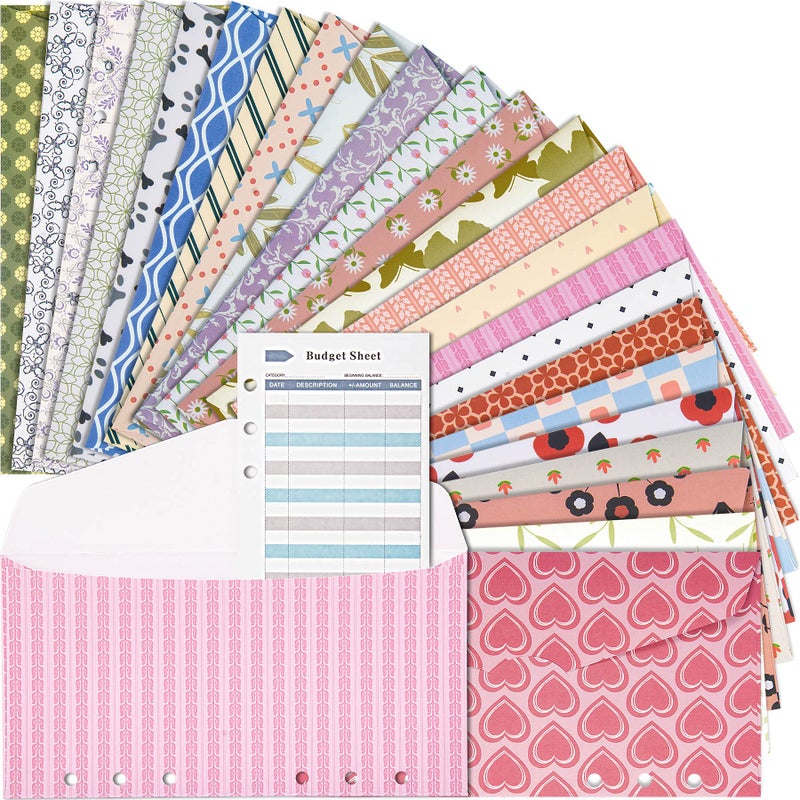 Rancco Cash Envelope for Budgeting, 24 Pcs Assorted Colors A6 6-Ring Budget Binder Envelopes + 24 Pcs Expense Tracker Sheets, Money Trackers Cash Savings Inserts for Financial Planner - Image 5
