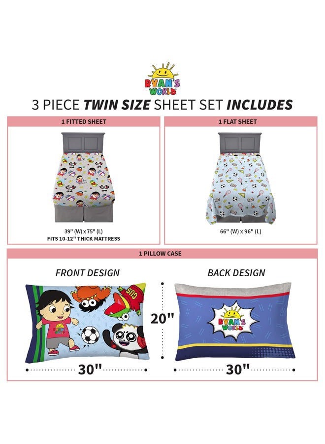 Franco Kids Bedding Super Soft Sheet Set, Twin, Ryan's World - Image 4