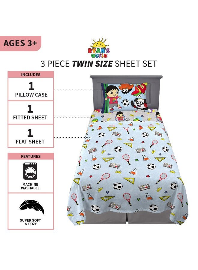 Franco Kids Bedding Super Soft Sheet Set, Twin, Ryan's World - Image 3