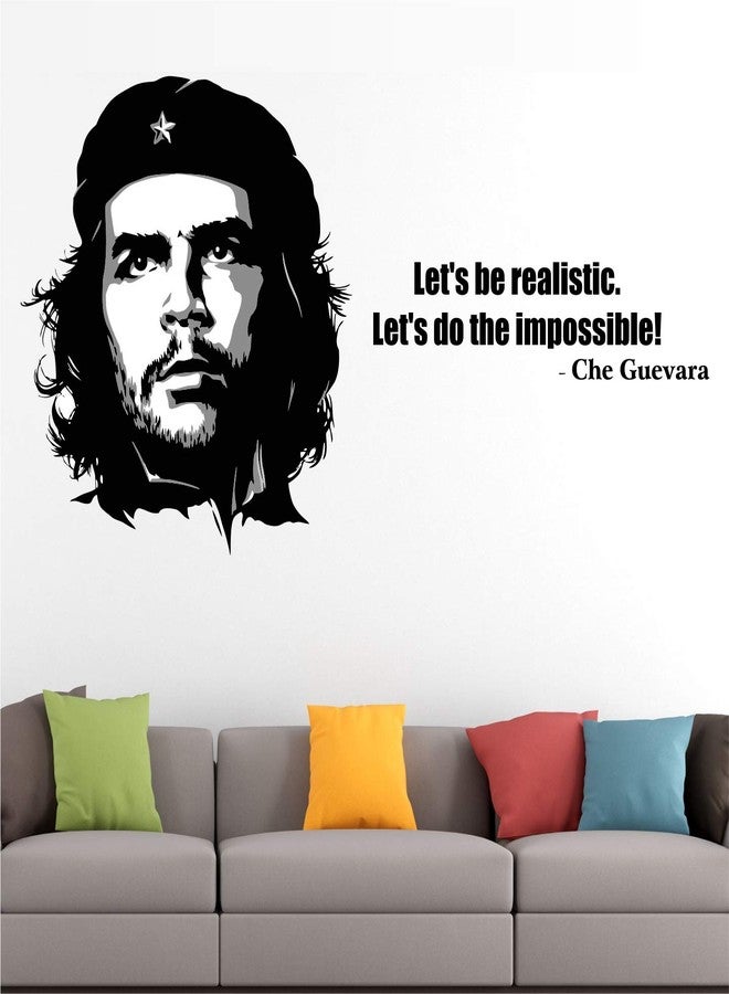 StickMe 'Che Guevara - Revolution - Let's Be Realistic - Let's Do The Impossible - Motivational Inspiration Quotes Wall Sticker' -SM271 (Multi Colour, Vinyl - 100cm X 50 cm)-Self-Adhesive - Image 1