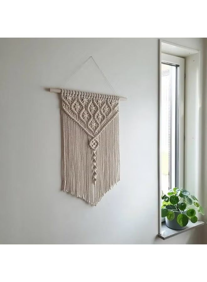 انتيكيانو Bohemian hand woven macrame tapestry is a simple Scandinavian style wall decor, add a touch of handmade art to your living room . The macrame wall hanging tapestry is easy to install and has a rope so you can hang it in any position. If there is no hook, you may need to glue the hooks - Image 2