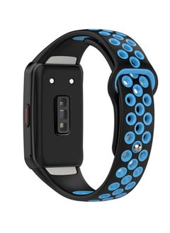 Generic Double color breathable replacement strap smart watchband bracelet for honor band 6 (black blue)-one size  - Image 1