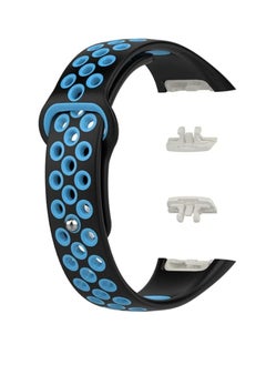 Generic Double color breathable replacement strap smart watchband bracelet for honor band 6 (black blue)-one size  - Image 2