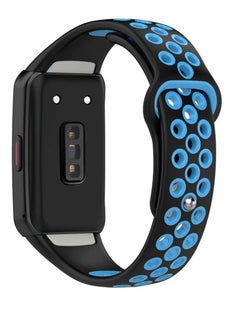 Generic Double color breathable replacement strap smart watchband bracelet for honor band 6 (black blue)-one size  - Image 4