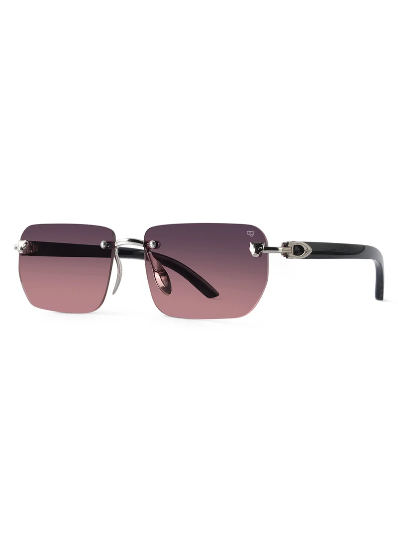 ووجلز Uv-Protected Pink Rimless Rectangle Sunglasses