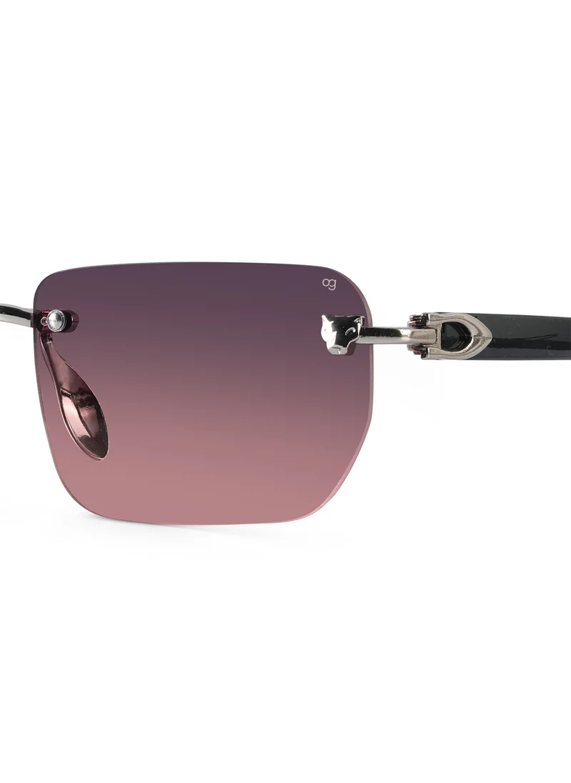 Woggles Uv-Protected Pink Rimless Rectangle Sunglasses
