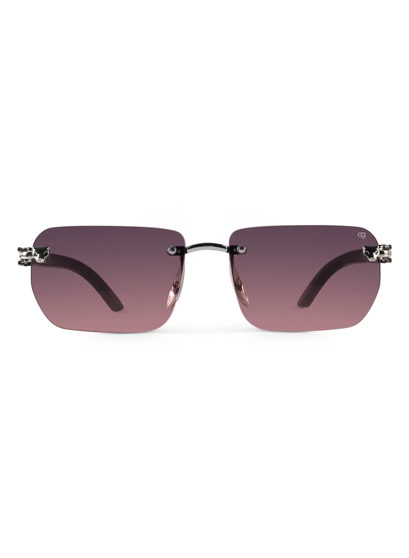 ووجلز Uv-Protected Pink Rimless Rectangle Sunglasses