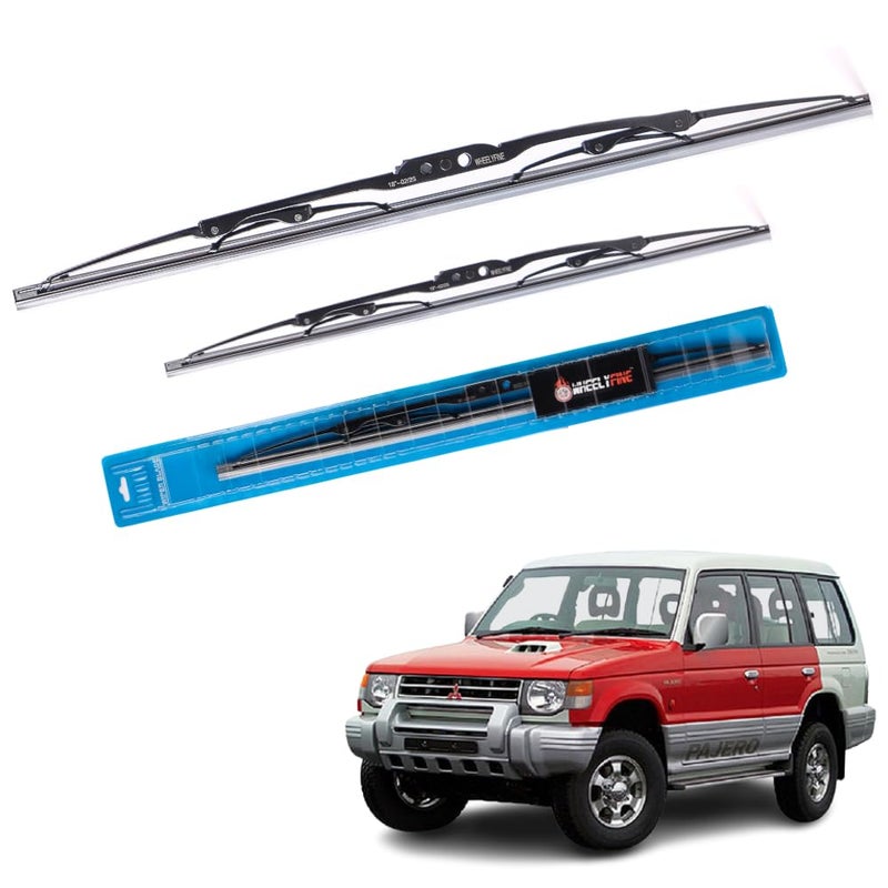 Wheelyfine Car Wiper Blades | Metal Frame | Water Repellent Windshield Wipers | Blade Refills (Mitsbishi Pajero Sports(2011 Onwards) Dr 22"/Pa18") - Image 1