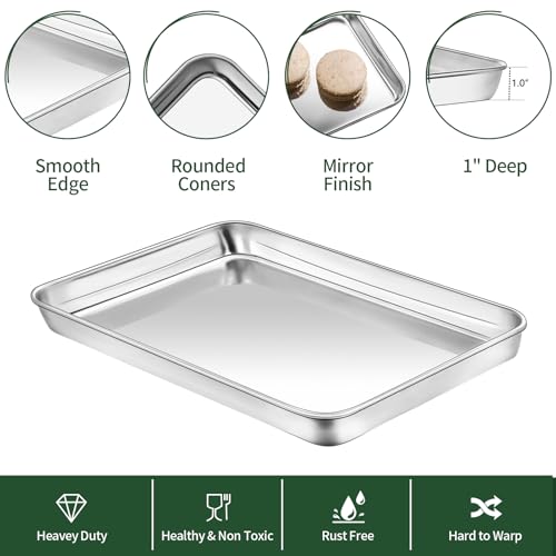 CEKEE Baking Sheet with Wire Rack Set [2 Quarter Sheet Pans + 2 Wire Racks ], CEKEE Stainless Steel Cookie Sheets for Baking with Baking Rack, Non Toxic & Heavy Duty & Easy Clean, Size 12 x 10 x 1 Inch - Image 3