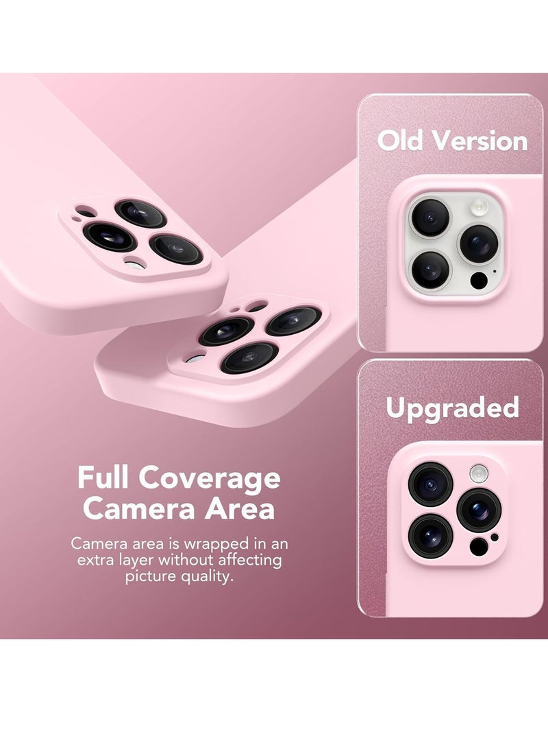 Raxoom iPhone 15 Pro Max Case Silicone, Compatible with MagSafe, [Camera Protection][2X Screen Protectors]Slim Shockproof Protective Phone Case, Soft Anti-Scratch Microfiber Lining, Chalk Pink - Image 3
