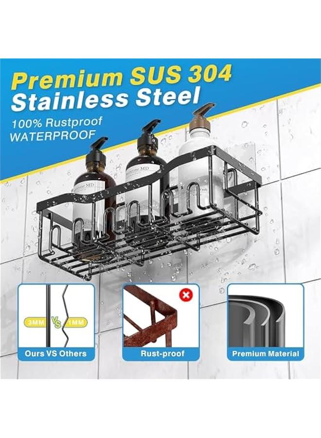HOOKOR 5 Pack Adhesive Shower Caddy, Rustproof Stainless Steel Bath Organizers With Large Capacity, No Drilling Shelves for Home Deco & Bathroom Storage Bathroom Organizer Shelves - Image 3