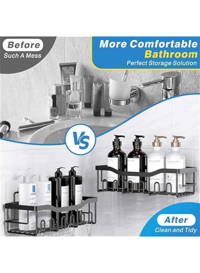 HOOKOR 5 Pack Adhesive Shower Caddy, Rustproof Stainless Steel Bath Organizers With Large Capacity, No Drilling Shelves for Home Deco & Bathroom Storage Bathroom Organizer Shelves - Image 4