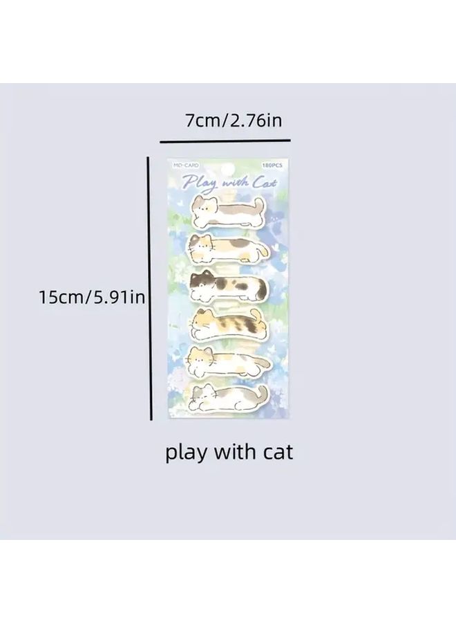 180 Pcs Play With Cat Index Tabs Adorable Pastel Sticky Notes for School Office Home - Image 2