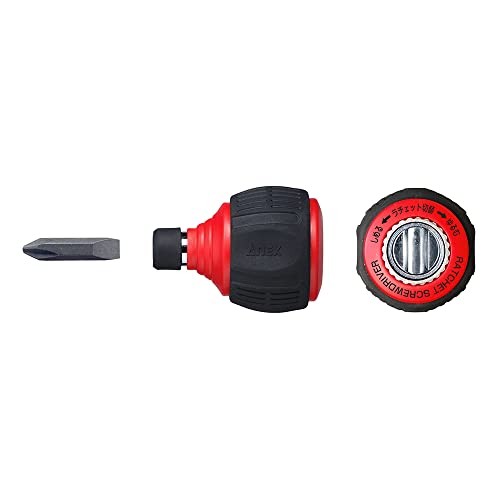 ANEX Ratcheting Screwdriver Stubby Ball Handle, Japanese Heavy Duty Bit Set (Phillips+2, Flat Head-6), Quick Ball Grip 60 Gear Mini Ratchet Screwdriver, Made in JAPAN - Image 5