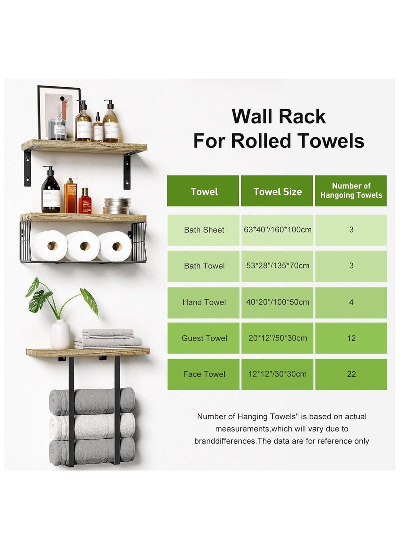 Floating Shelves Wall Mounted Over Toilet,Bathroom Shelf with Towel Rack Paper Holder Storage - Rustic Wood Farmhouse Shelves for Wall Decor/Bathroom (Brown) - pzsku/Z6A2A77535D2B0403770BZ/45/_/1733211863/7c47ff61-a178-4f36-9a8b-bea6fbee2656