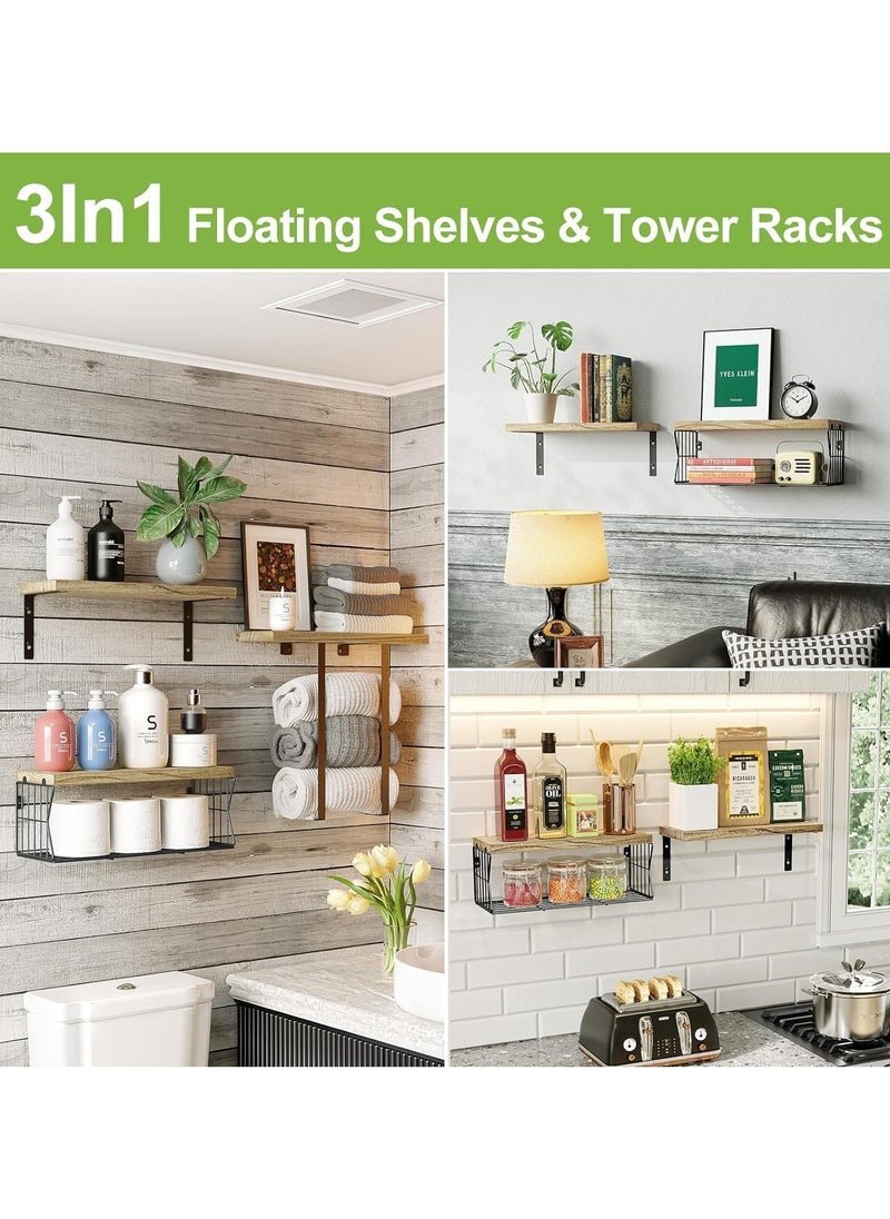 Floating Shelves Wall Mounted Over Toilet,Bathroom Shelf with Towel Rack Paper Holder Storage - Rustic Wood Farmhouse Shelves for Wall Decor/Bathroom (Brown) - pzsku/Z6A2A77535D2B0403770BZ/45/_/1733211883/f32fb370-5420-45c7-aef7-949671d5df38