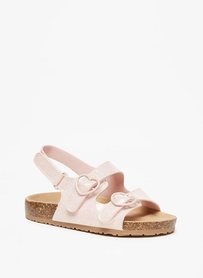 فلورا بيلا Girls Buckle Detail Sandals with Hook and Loop Closure