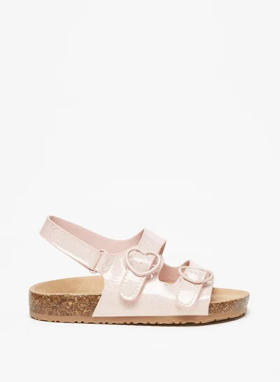 فلورا بيلا Girls Buckle Detail Sandals with Hook and Loop Closure