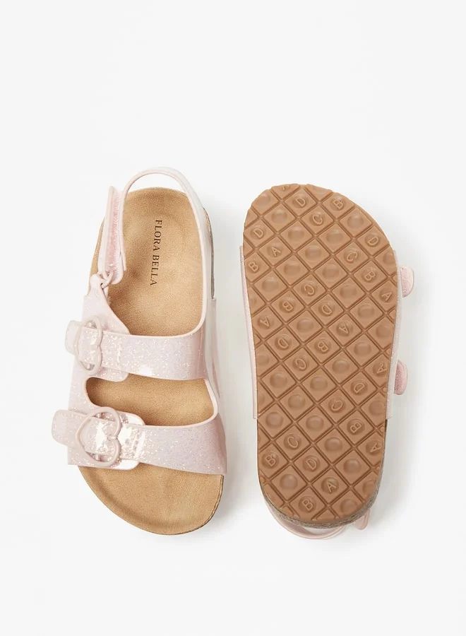 فلورا بيلا Girls Buckle Detail Sandals with Hook and Loop Closure