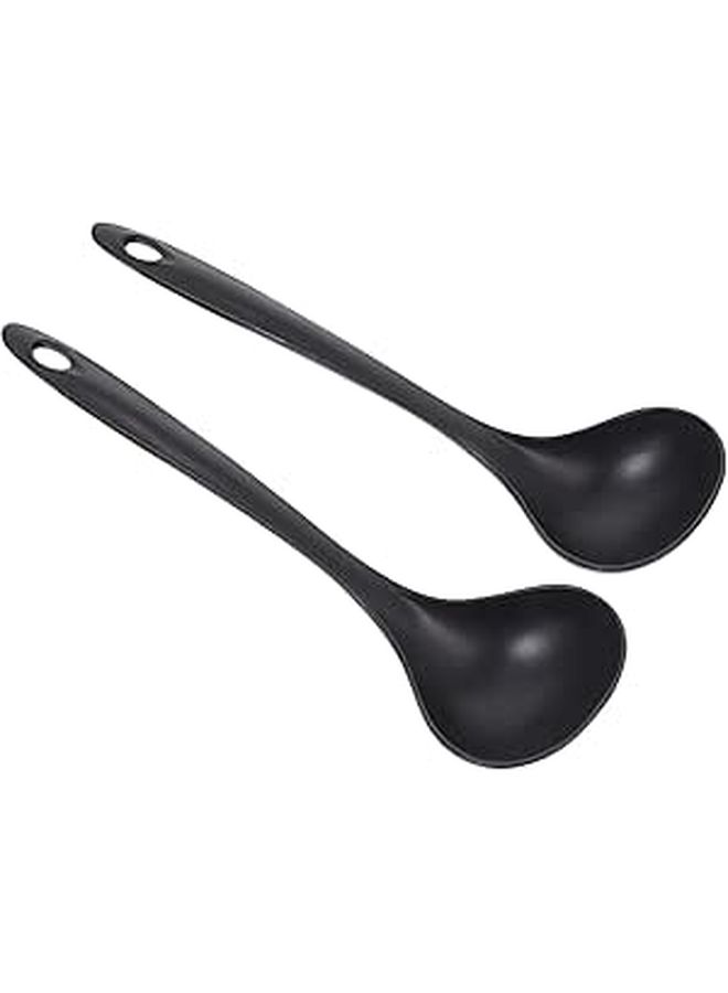 2 Pcs Long Handle Nylon Soup Spoons Ramen Ladle Hot Pot Rice Sauce Scoop Cooking Serving - Image 1