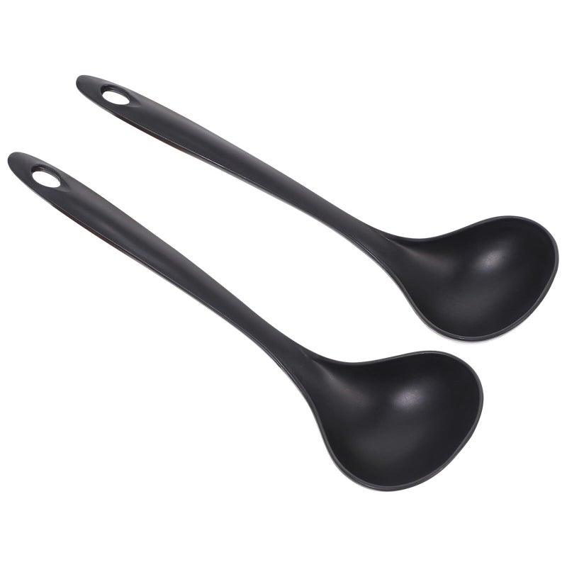 2 Pcs Long Handle Nylon Soup Spoons Ramen Ladle Hot Pot Rice Sauce Scoop Cooking Serving - Image 2