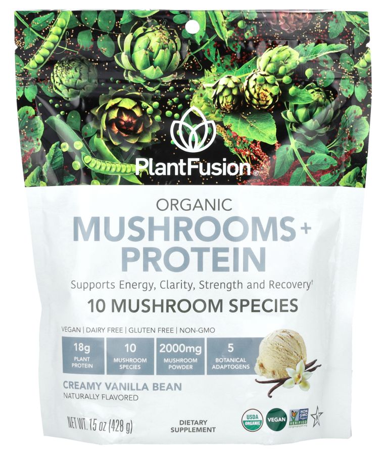 Organic Mushrooms + Protein Creamy Vanilla Bean 15 oz (428 g)