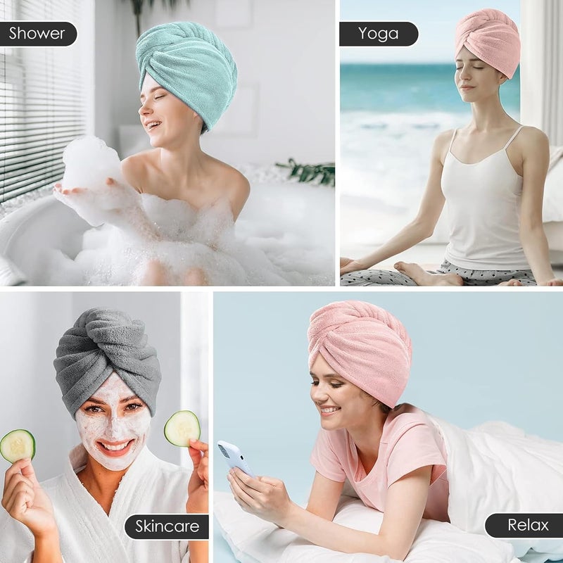Fezora® Hair Towel Wrap for Women – Quick Drying Microfiber Hair Turban with Elastic Loop – Super Absorbent Head Wrap Towel for Wet Hair, Frizz-Free Drying (Multicolor) - Image 2
