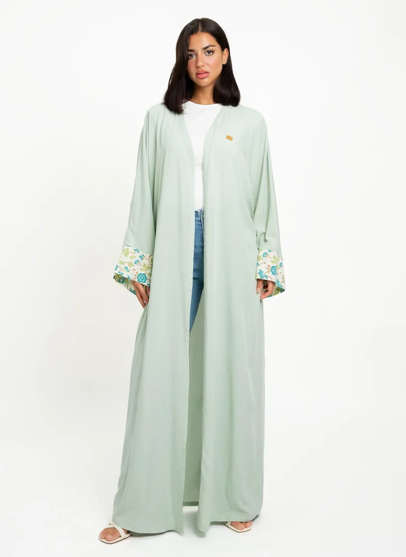 Kaafmeem Green Silk Echo Wide-fit Abaya