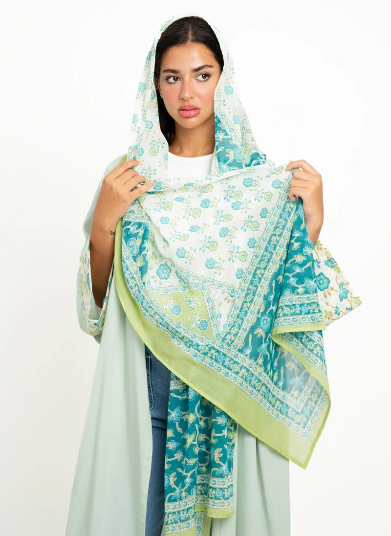 Kaafmeem Green Silk Echo Wide-fit Abaya