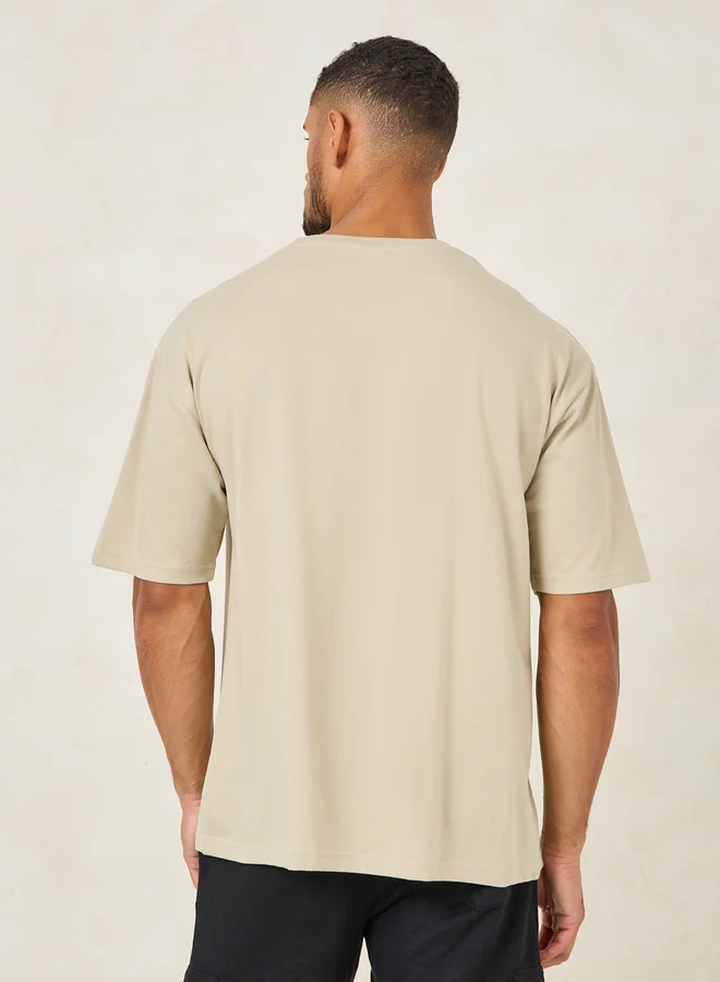 Styli Styli Minimal Chest Sticker Print Oversized T-Shirt