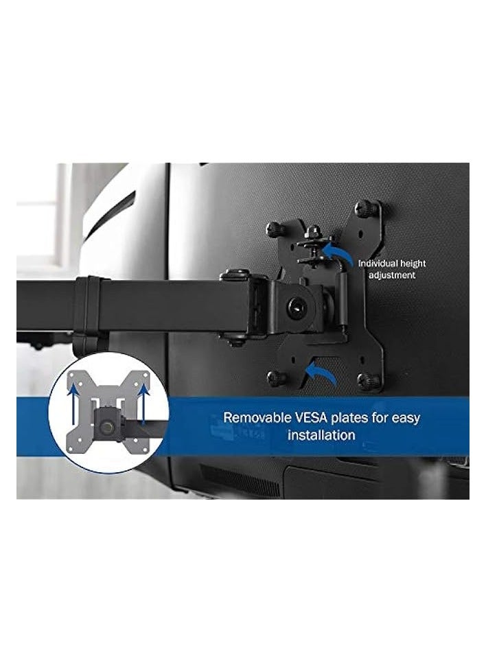 PROMASS Dual LCD Monitor Desk Mount Stand Heavy Duty Fully Adjustable fits 2 /Two Screens up to (13" to 27") - Image 3