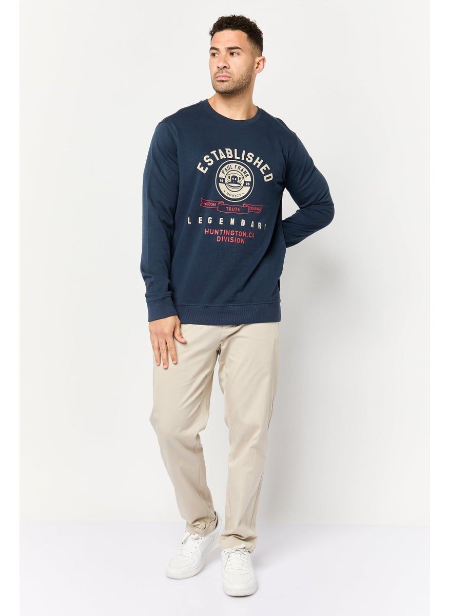 Paul Frank Men Crew Neck Graphic  Print Long Sleeve Sweatshirt, Navy  - Image 2