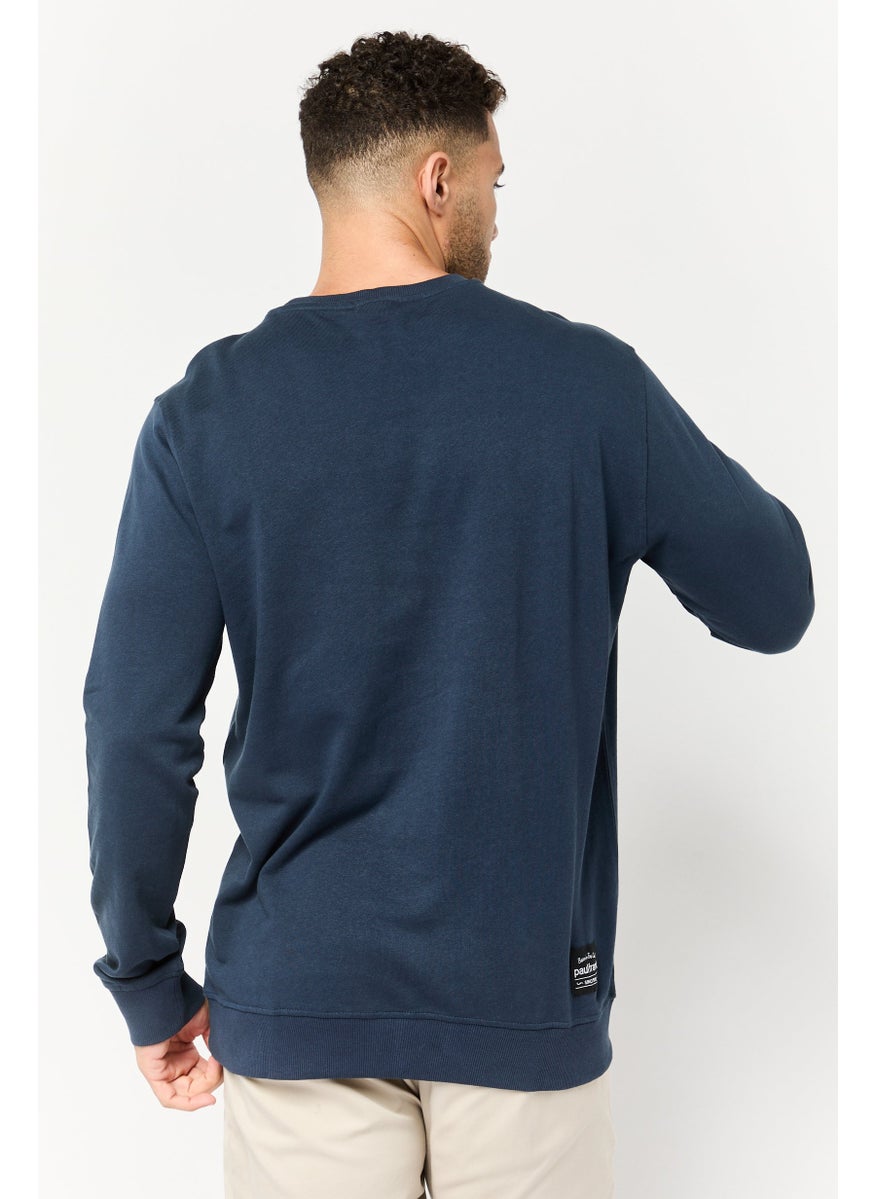 Paul Frank Men Crew Neck Graphic  Print Long Sleeve Sweatshirt, Navy  - Image 4