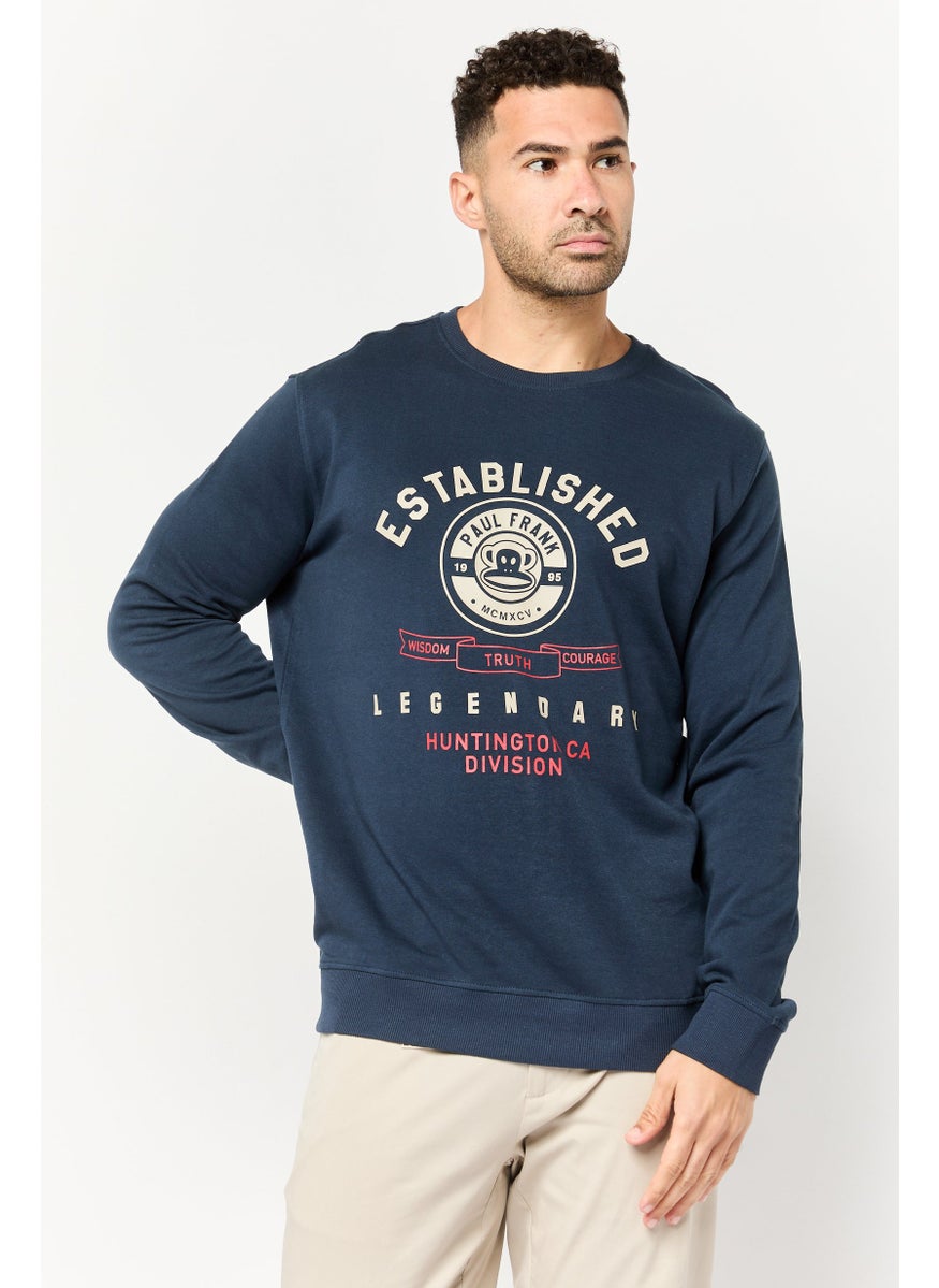 Paul Frank Men Crew Neck Graphic  Print Long Sleeve Sweatshirt, Navy  - Image 1