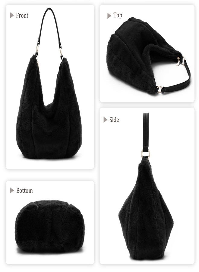 SUKUTU Fluffy Shoulder Bag for Women Winter Soft Faux Fur Tote Bag Plush Furry Crossbody Bag - Image 4