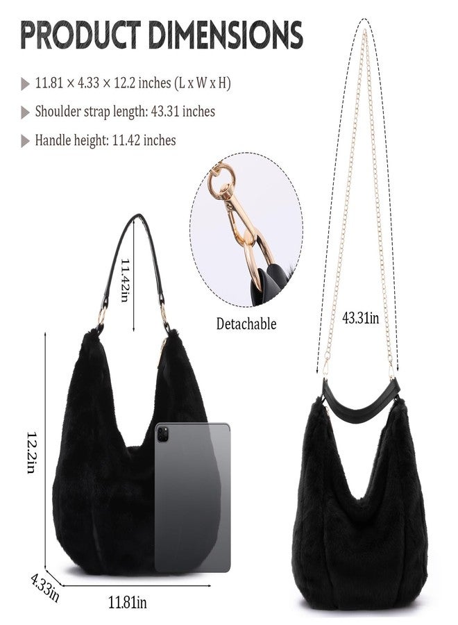 SUKUTU Fluffy Shoulder Bag for Women Winter Soft Faux Fur Tote Bag Plush Furry Crossbody Bag - Image 5