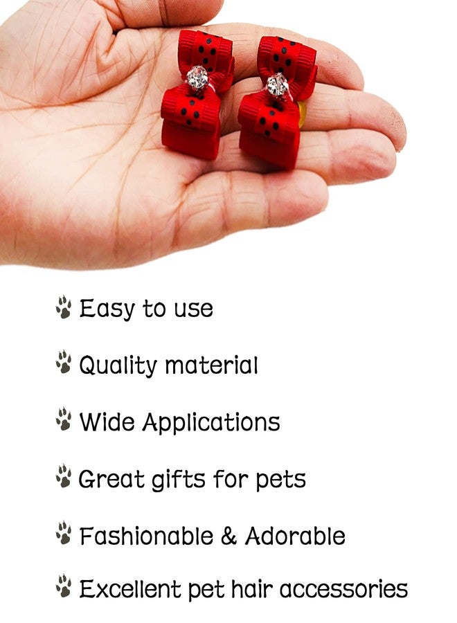 PET SHOW Mixed Styles Pet Cat Puppy Topknot Small Dog Hair Bows with Rubber Bands Grooming Accessories Red Pack of 20 - Image 3