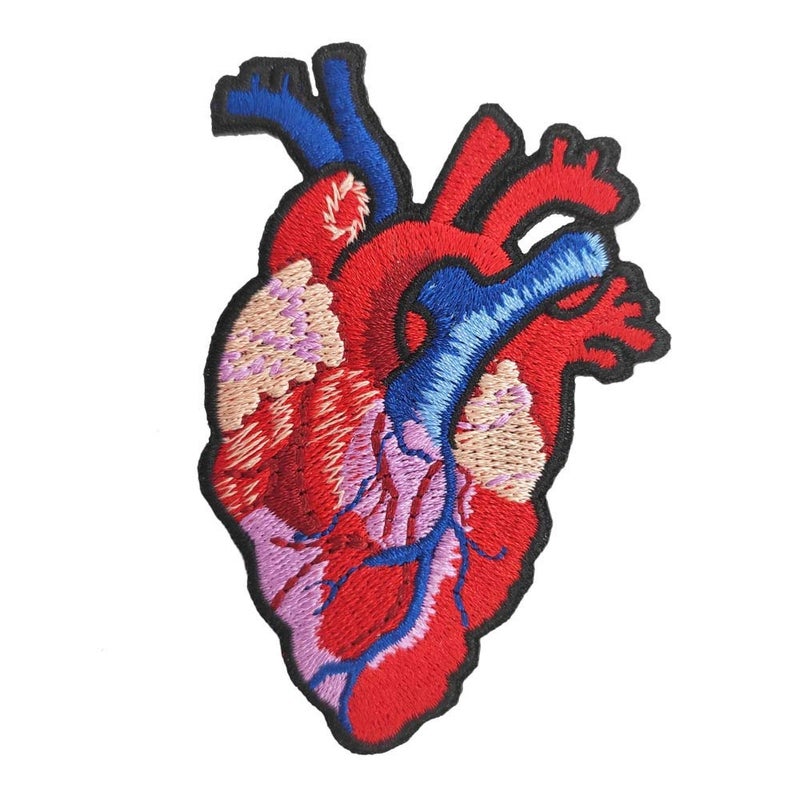 CutePatch Realistic Anatomical Heart Embroidered Iron On Patch Gothic Goth Emblem