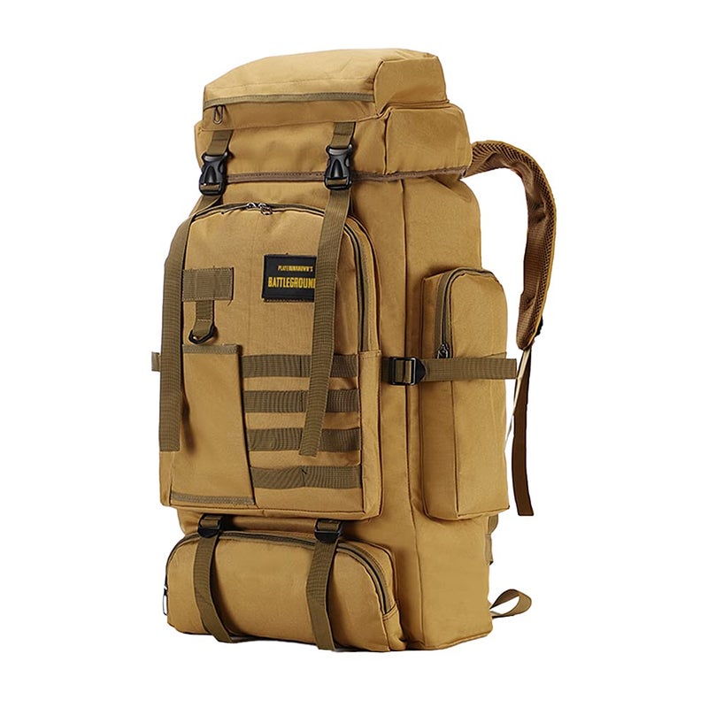 HongXingHai 70L Camping Hiking Backpack,Mlitary Tactical Backpack,Molle Rucksack Backpack,Waterproof Lightweight Hiking Backpack, Khaki - Image 1