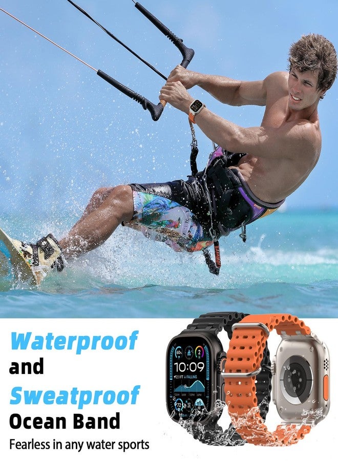 MoKo Ocean Band Compatible with Apple Watch Ultra 3/2/1 49 mm, S11/S10 46 mm, 9/8/7 45 mm, SE3/SE2/SE/6/5/4 44 mm, 3/2/1 42 mm, Breathable Silicone Sports Strap with Metal Connector, Normal - Image 5