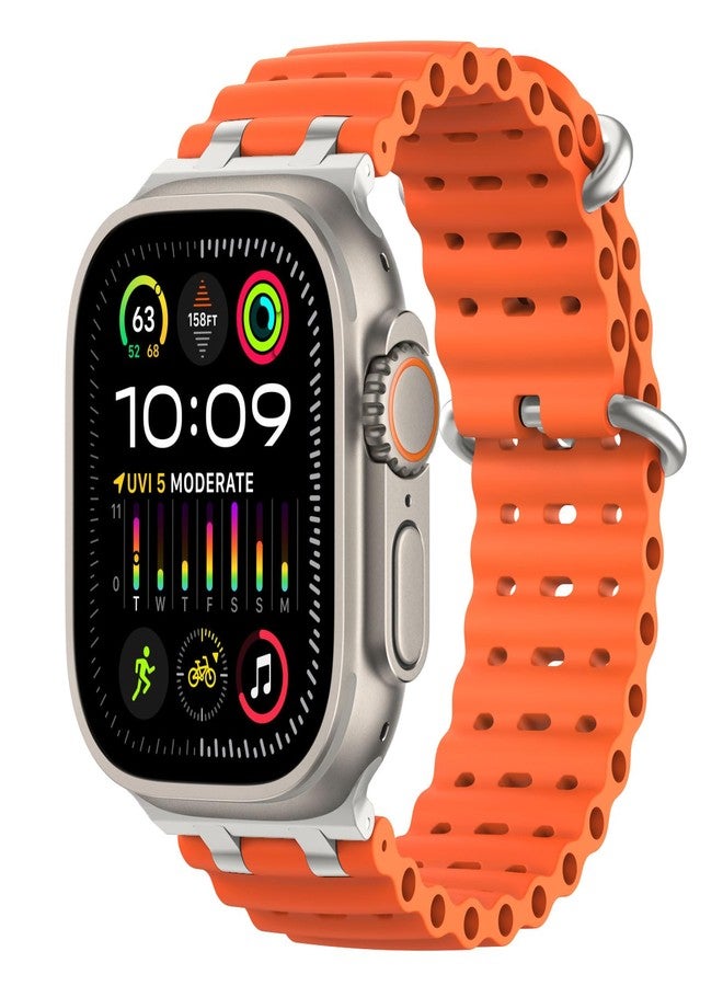MoKo Ocean Band Compatible with Apple Watch Ultra 3/2/1 49 mm, S11/S10 46 mm, 9/8/7 45 mm, SE3/SE2/SE/6/5/4 44 mm, 3/2/1 42 mm, Breathable Silicone Sports Strap with Metal Connector, Normal - Image 1
