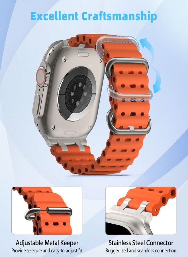 MoKo Ocean Band Compatible with Apple Watch Ultra 3/2/1 49 mm, S11/S10 46 mm, 9/8/7 45 mm, SE3/SE2/SE/6/5/4 44 mm, 3/2/1 42 mm, Breathable Silicone Sports Strap with Metal Connector, Normal - Image 4