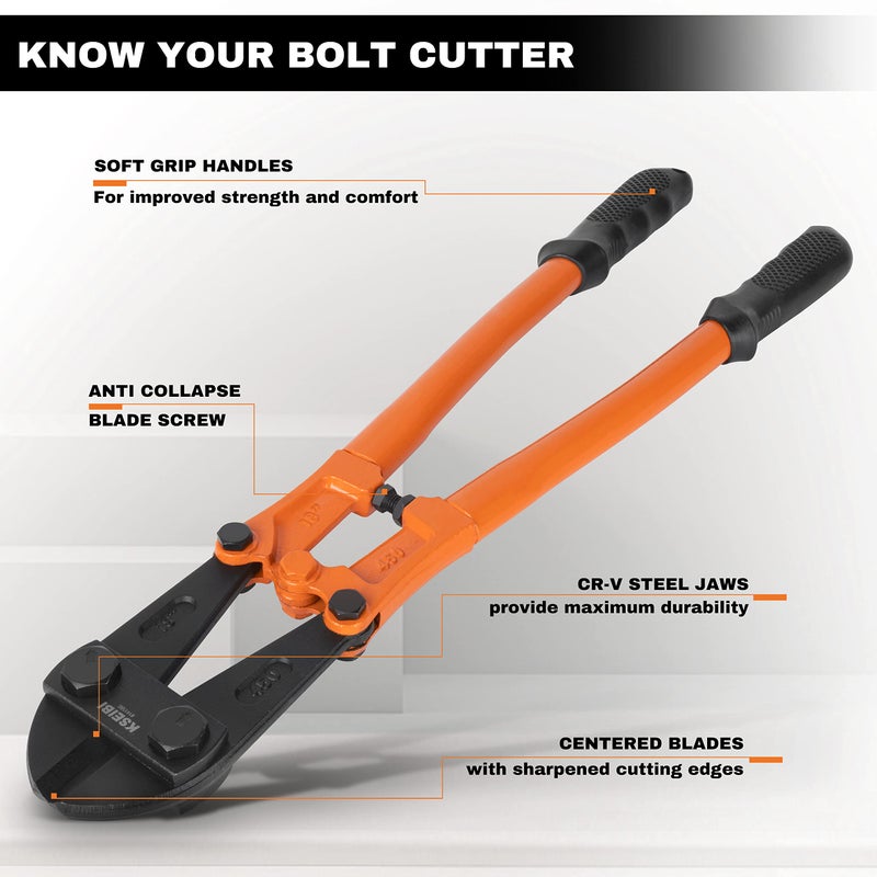 KSEIBI 141590 Heavy-Duty Large Bolt Cutter 30" for Cutting Fence, Steel Wire, Chain, Screws, Rivet, Padlock, and Metal Rods with Soft Grip Rubber Ergonomic Handle Cutters - Image 3