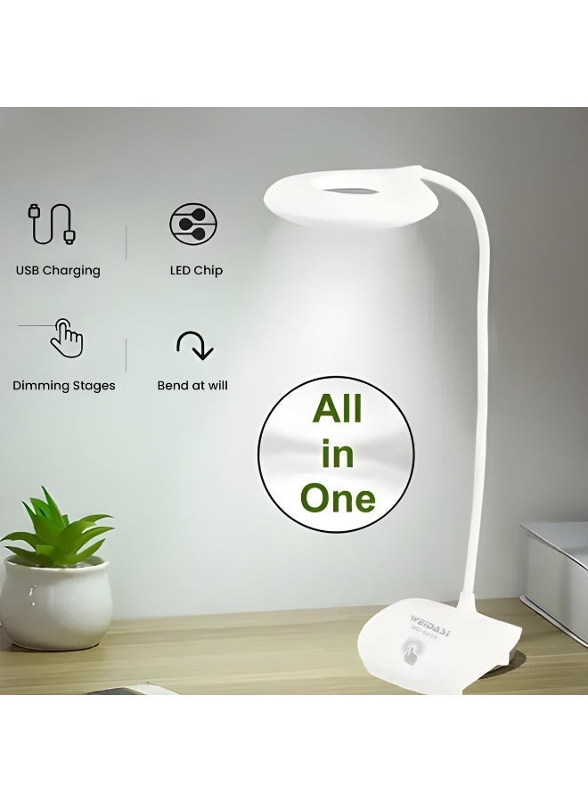WEIDASI LED Reading Table Lamp Rechargeable USB Desk Lamp Touch Dimmer Flexible Neck Study Light Eye Care LED Lamp for Home Office Bedroom - Image 3