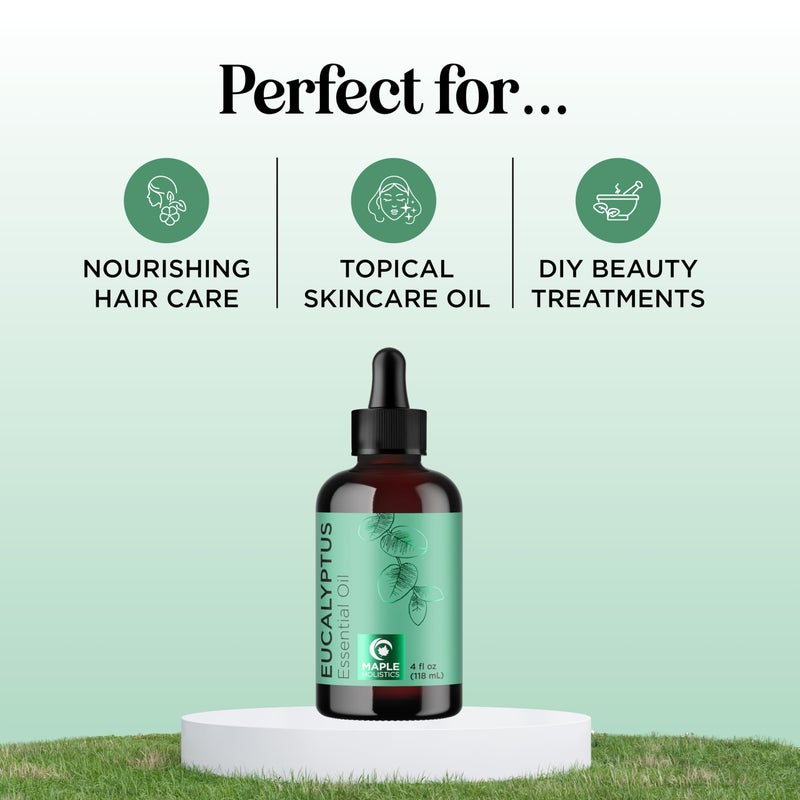 Maple Holistics Pure Eucalyptus Essential Oil 4oz Invigorating Home Spa Aromatherapy and Natural Bath Oil - Eucalyptus Oil for Diffuser Dry Scalp Care and DIY Skin Care - Image 2